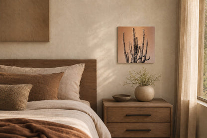 Many Arms Saguaro Cactus - Brushed Aluminum Print, Dusty Orange