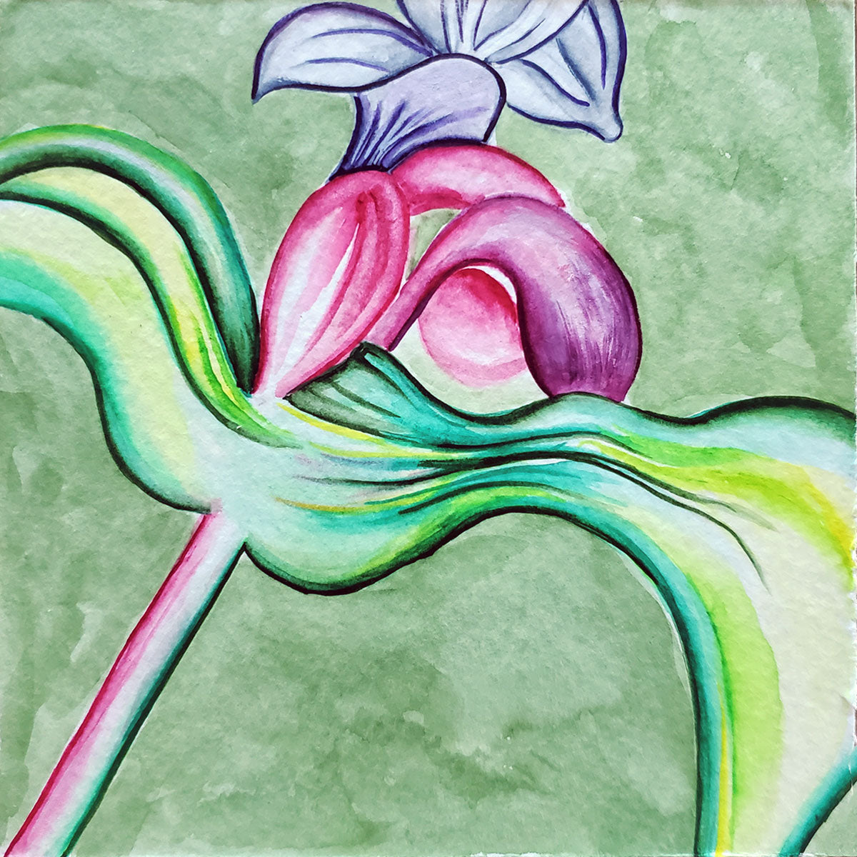 watercolor painting of tropical flower from the rainforest in costa rica